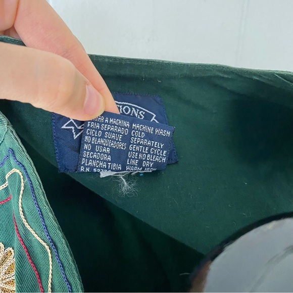 VTG 80s 90s Solutions Green Blue Floral Embroidered Vest Size Large Boho Grunge - Picture 11 of 15